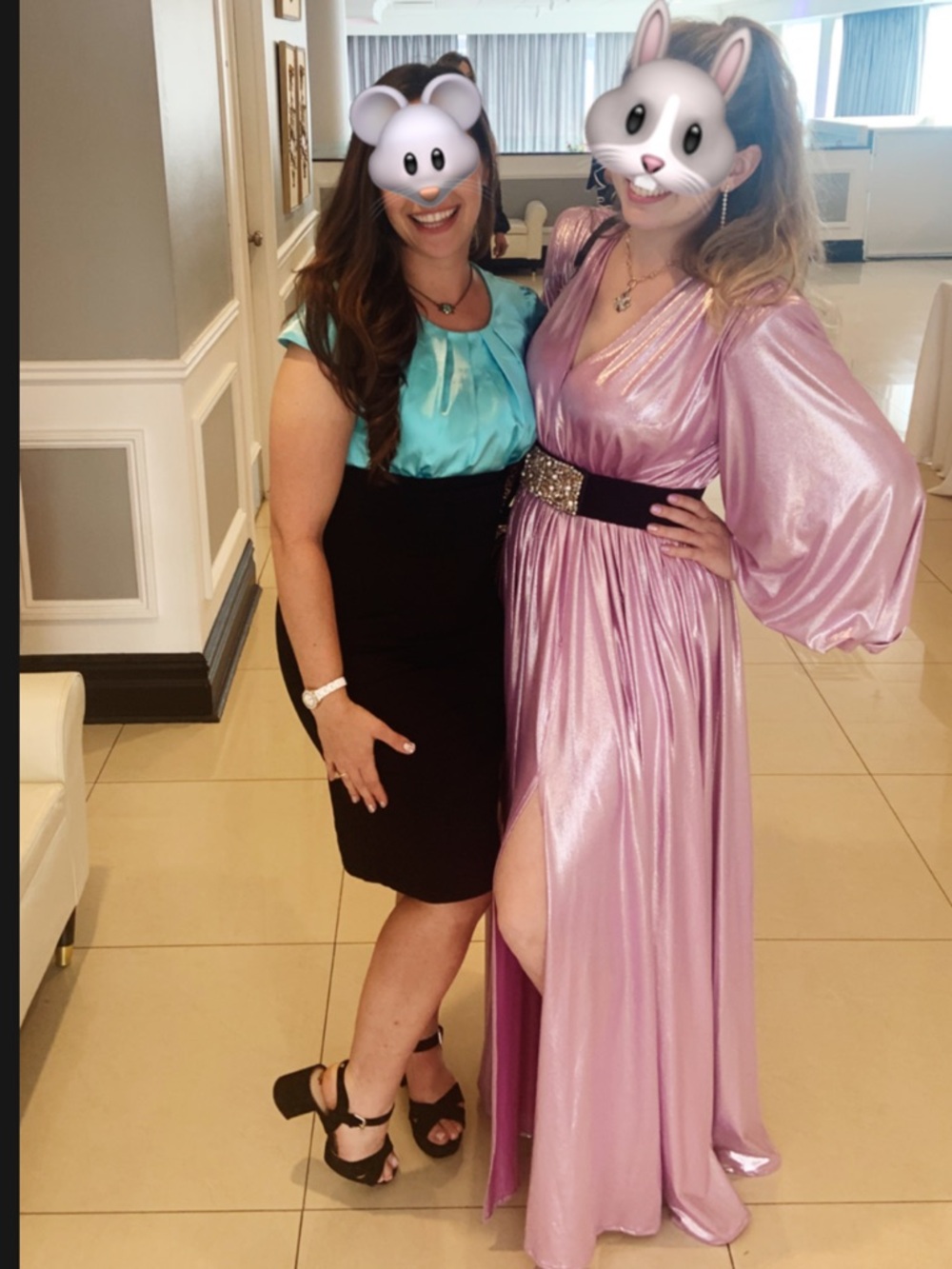Two-Tone Dress: Aqua Top with Black Pencil Skirt